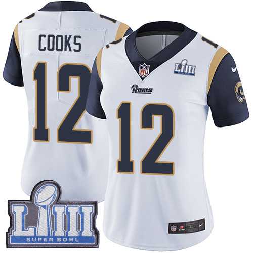 Women Nike Rams 12 Brandin Cooks White 2019 Super Bowl LIII Vapor Untouchable Limited Jersey,We sell and wholesale Women Nike Rams 12 Brandin Cooks White 2019 Super Bowl LIII Vapor Untouchable Limited Jersey on line form chian!